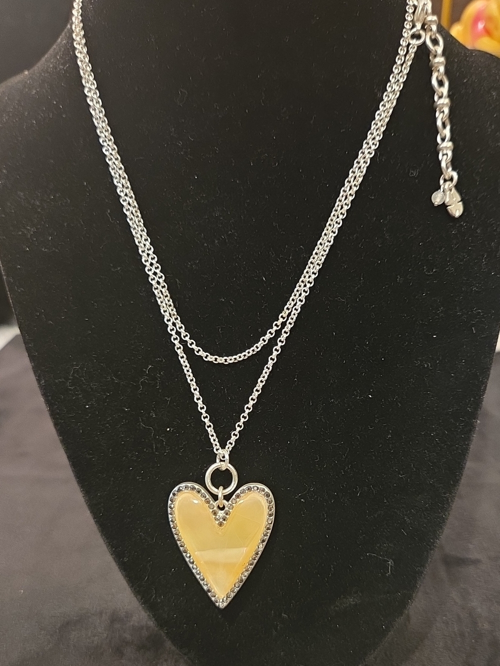 Lucky Brand Silver-Tone Layered Necklace with Yellow Heart Pendant